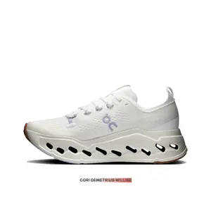 Off-white Thick-soled Hollow Cushioning Running Shoes, Breathable Knit Upper with Streamlined Hollow Outsole Design