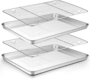 TeamFar Baking Sheet with Rack Set – Stainless Steel 4 Pack