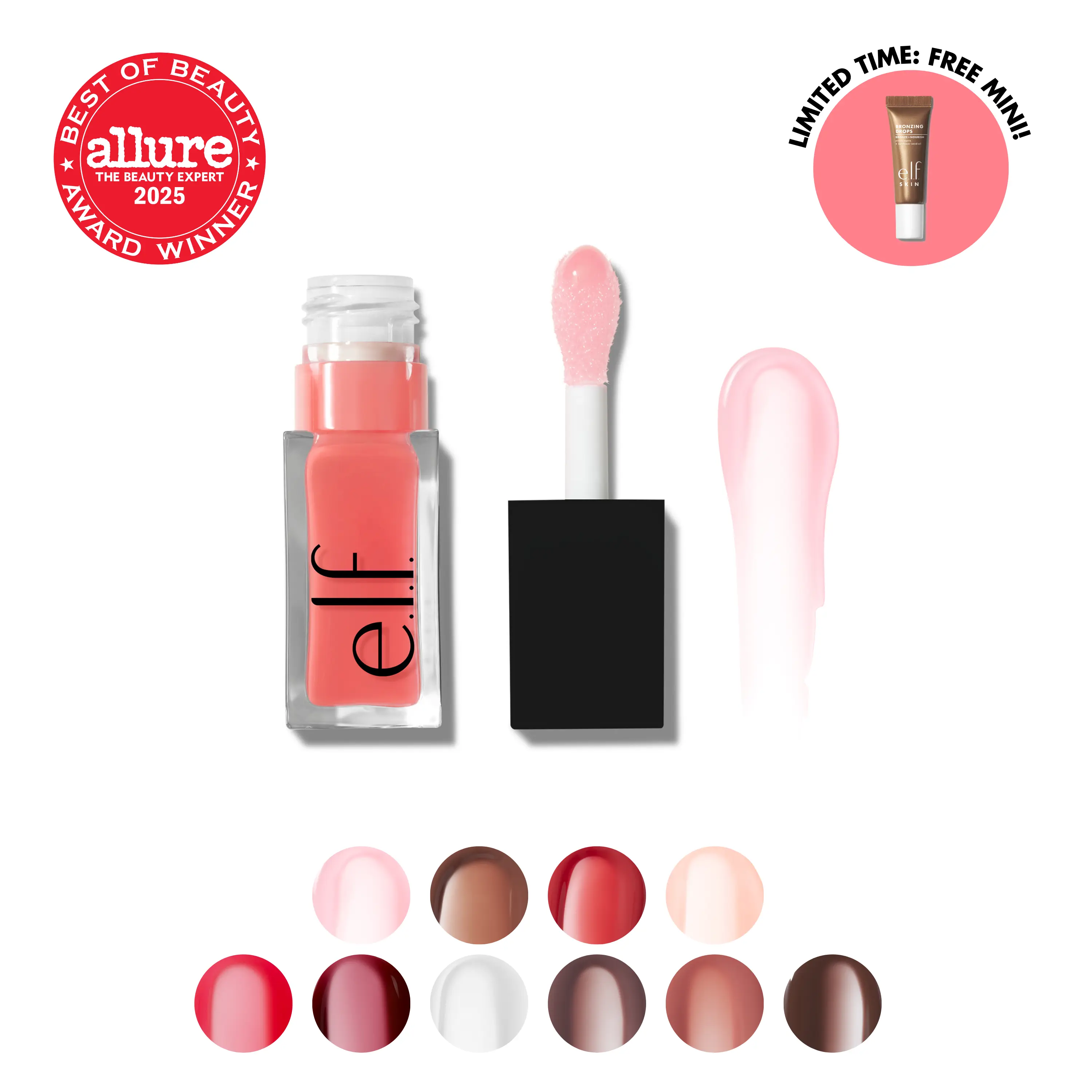 e.l.f. Glow Reviver Lip Oil, Nourishing Lip Oil High-Gloss Finish 0.25 oz (7.6 mL)