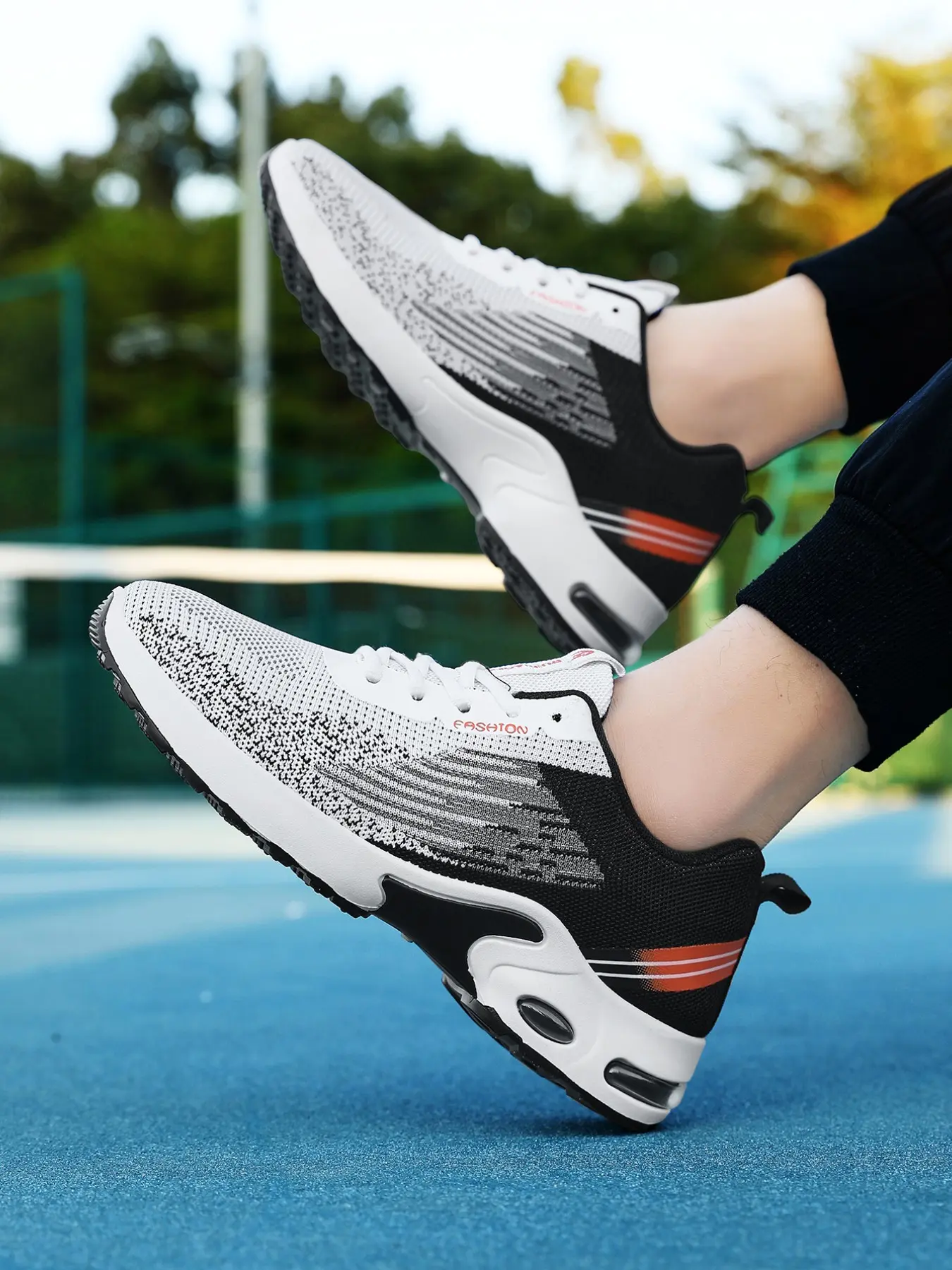 Men's Running Shoes Flyknit Air Cushion Soft Sole Fashion Trendy Breathable Casual Sports Sneakers, Workout Sneakers, Comfortable Athletic Footwear, Athletic Running Trainers