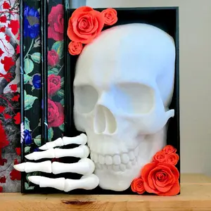 Skull and Roses Book Nook - Dark Romance - Gothic Aesthetic Bookshelf Insert
