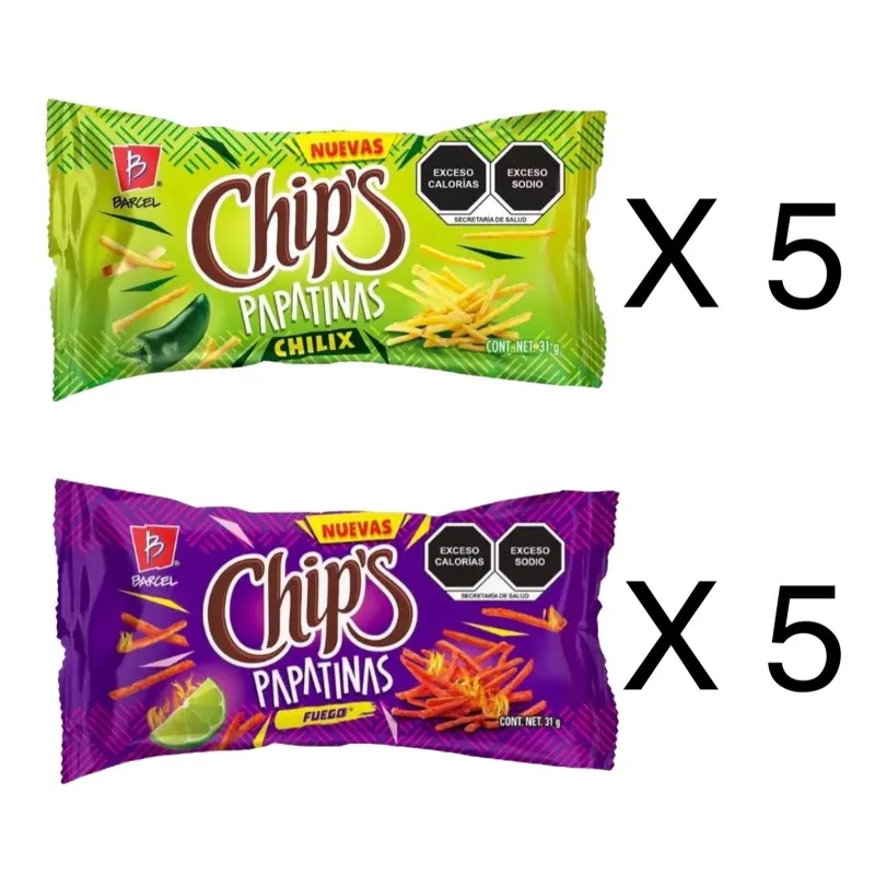Barcel Pack Barcel Papatinas Pack - 10pz (5 Fuego & 5 originales) Chips Snack ...