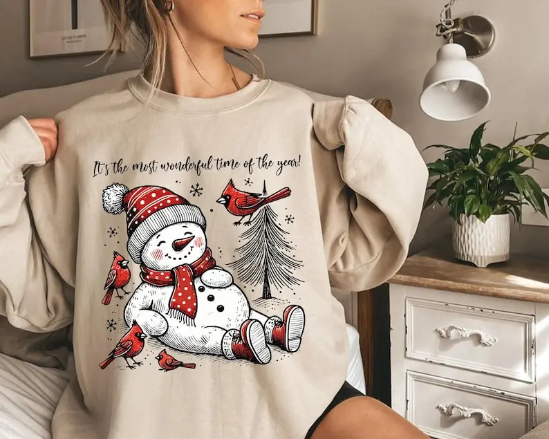 Snowman Sweater, It's The Most Wonderful Time Of The Year Sweater, Christmas Sweatshirt, Christmas Sweater, Christmas Sweater for Women,Xmas Sweater