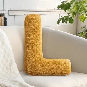 Ginger Initial Letter L Decorative Nursery Pillow Lambs Wool Novelty Room Decor (L, 14.9" Lx11.8 W)
