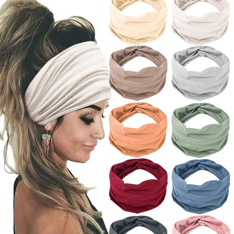 10pcs Boho Crossed Plain Hairbands, Fashion Elastic Headbands, Stretchy Headbands, Workout Headband, Running Yoga Sports Accessories, Daily Wear, Gift for Girls, Chic Headbands, Headband Set