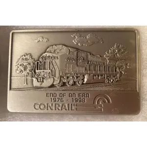 Vintage Metal Belt Buckle, Conrail Train 6050, End of An Era, Locomotive, Railway, Nice Western Design, 3" x 2", Quality, Made in USA, Country and Western, Heavy Duty, Fashion, Belts, Shelf Display, Collectible Belt Buckle