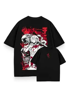 Chainsaw Man T-Shirt Power & Quanxi Graphic | Anime Streetwear Black Red Tee Unisex
