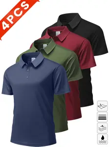 Men’s plus-size short-sleeve polo set, available in multiple colors, solid color design, golf, men’s clothing, casual top, men’s plus size, casual athletic top, breathable, polyester fiber, pullover, knit fabric, ample stock
