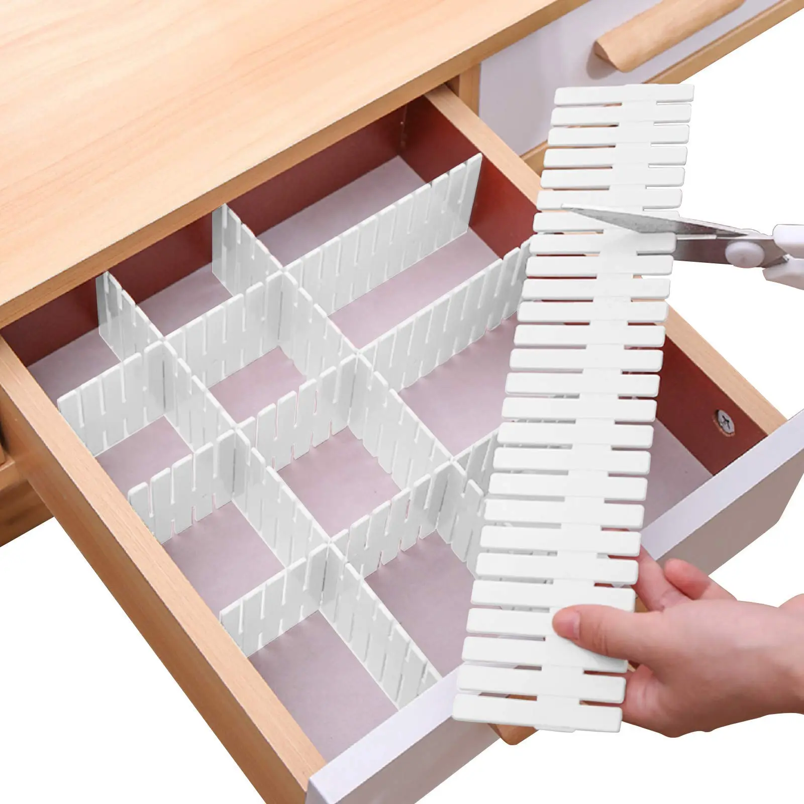 Drawer Divider Adjustable Diy Storage Organizer Separator for Tidying Clutter Cutlery Underwear Socks Clothes Dresses Desk & Box in Kitchen Bathroom Bedroom Office