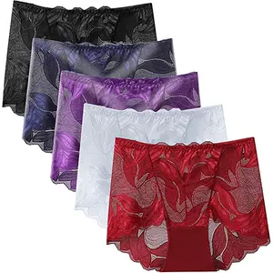 Underwear for Women Ladies Seamless Brief Womens Lace Panties 5-Pack