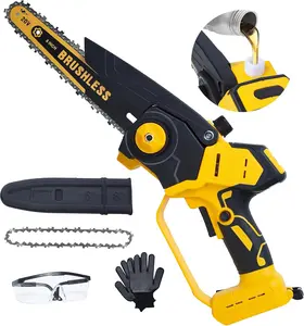 Mini Chainsaw for Dewalt V MAX Battery, Inch Electric Handheld Cordless Mini Chainsaw, Brushless Chain Saw for Wood Cutting, Tree Trimming (Battery Not Included)