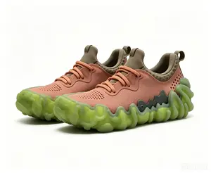 Trendy casual shoes, lace-up fingerprint sneakers, fashionable breathable water-resistant clogs
