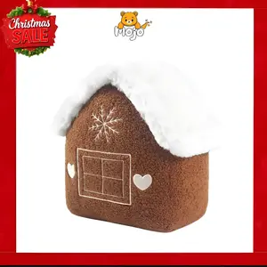 Christmas gingerbread house shaped throw pillow, 1 count cute warm plush cushion, winter home decoration sofa bed pillow, bedroom pillow, christmas gift for men & women, cuddly plush comfort toys, pets plush toys, household decorative throw pillow