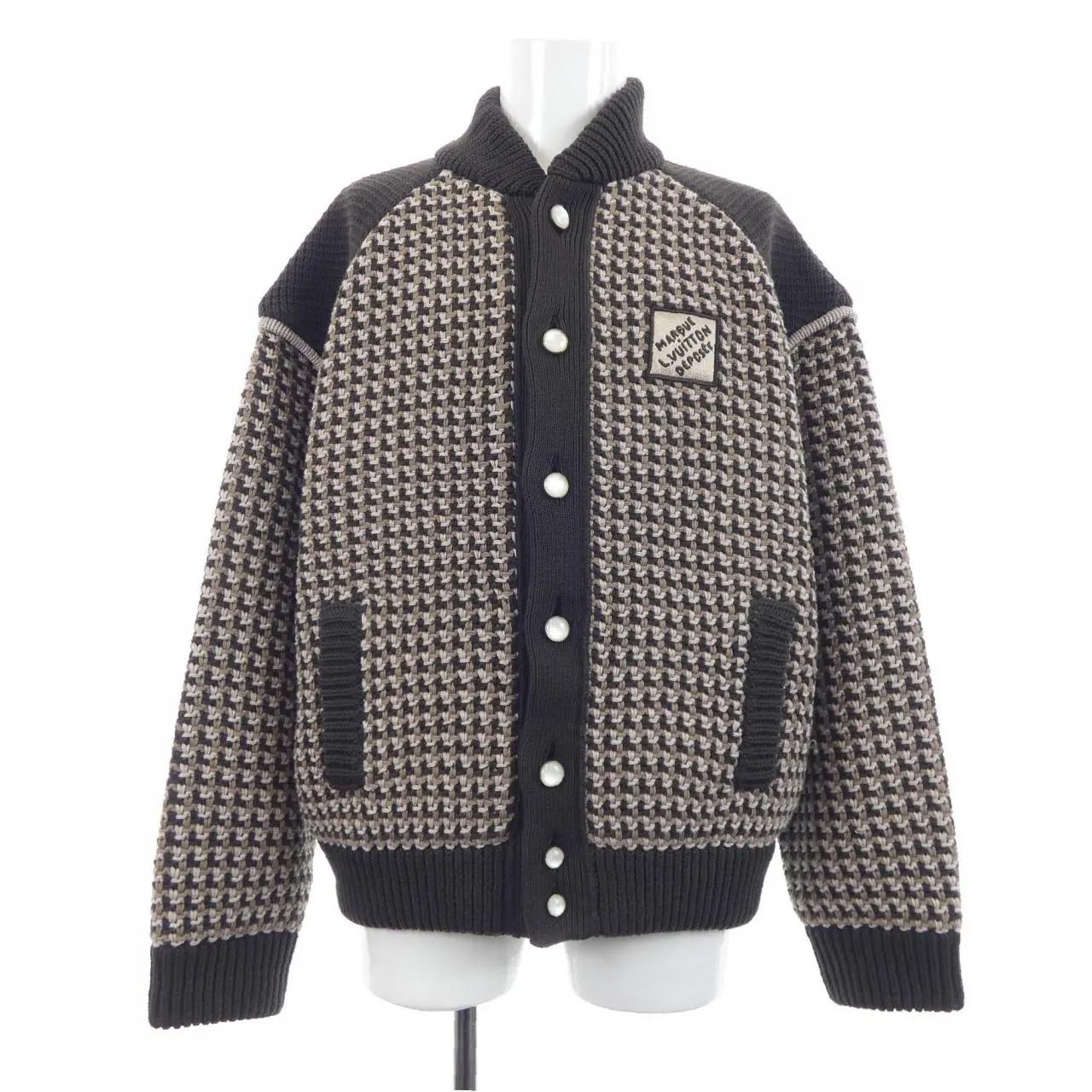 Pre-owned Louis Vuitton Cotton Small Leather Goods Knit Jacquard Bomber Jacket