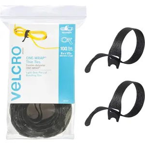 Cable Ties, 100Pk, 8 x 1/2" Black Cord Organization Straps, Thin Pre-Cut Design, Wire Management For Home,Office,Data Centers