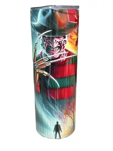 Living The Dream - Freddy - 20oz oz 20 oz. 20oz. Skinny Straight Sublimation Water Bottle - Amy's Tumbler Junkies - Your Favorite Tumbler Shop!