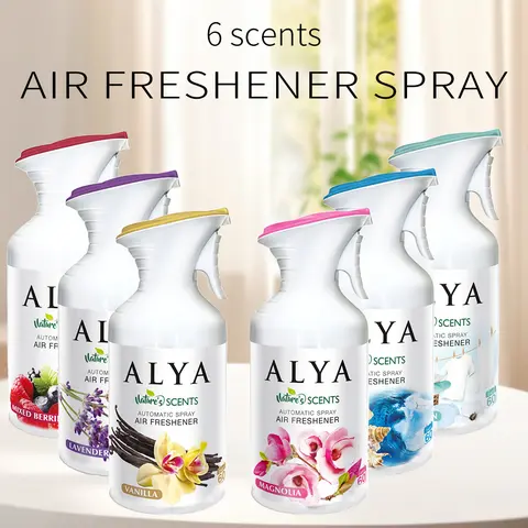 4 PCS (250/ML Each) Air Freshener Spray For Home, 6 Scents - With Lavender, Cool Linen, Magnolia, Mixed Berries, Ocean And Vanilla, Multi-Purpose Room Automatic Spray，ldeal For Car, Offce, Home, Bathroom, Fabric, Closet Fresh Scent