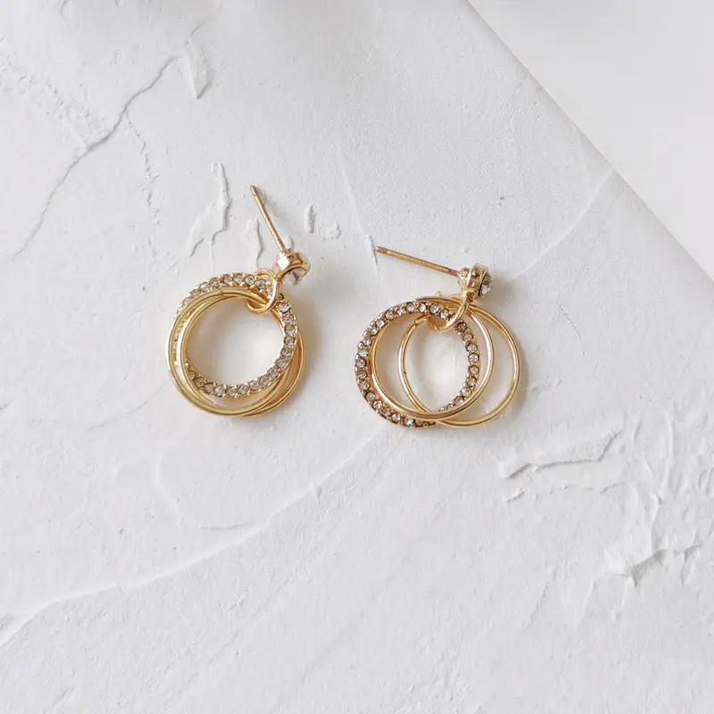 Entangled Gold Hoop Earrings with Rhinestone