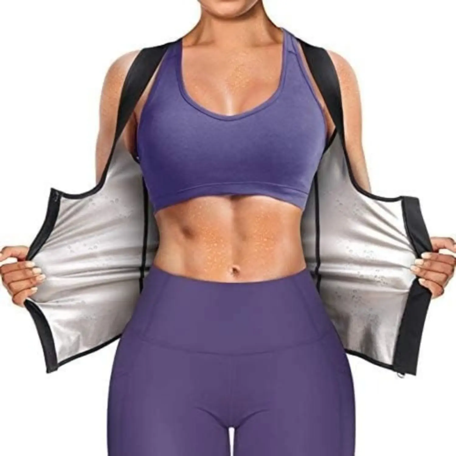 Waist Trainer Sauna Vest for Women, Zippered Sweat Tank Top Shaper, Training Shirt for Gym Fitness & Workouts, Fitness Top, Women's Gym Wear, Workout Clothes, Waist Training, Activewear For Women