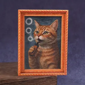 Mini Frame-Shaped Refrigerator Magnet, Fun Striped Cat Design, Decorative Prop, Festive Gift, Ca Prop 65 Compliant, Refrigerator Decorating Magnet, Fridge Magnets