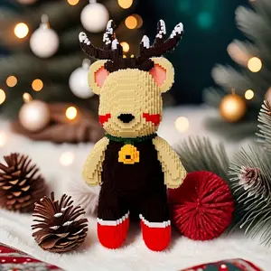 3109pcs Christmas Reindeer Love Bear 3D Puzzle, Creative Room Decor, Birthday Halloween Valentine's Day Gift, Perfect for Personal Use