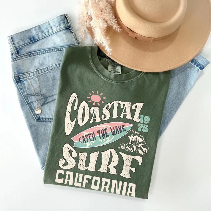 Comfort Colors Coastal Surf Coconut Girl Clothes Trendy Beachy Shirts Summer Vintage Graphic Tee Sweatshirt, Hoodie, Comfort Colors
