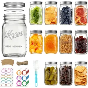 Mason Jars 32 oz,12 Pack Large Wide Mouth Mason Jar with Airtight  and Bands|Quart Glass Canning Jars for Pickling, Fermenting and  Storage Microwave&Dishwasher Safe (12pack)