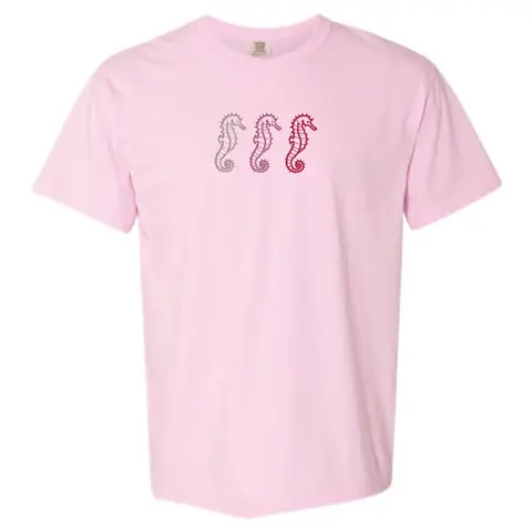 Embroidered Seahorse Tshirt, Summer Tshirt, Oversized Tshirt, Cute Summer Tshirt