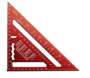 Jhome 10017 7" Woodworking Triangle Ruler Metric Imperial Angle Ruler Aluminum Durable Waterproof Rust-Resistant Portable Measuring Tool
