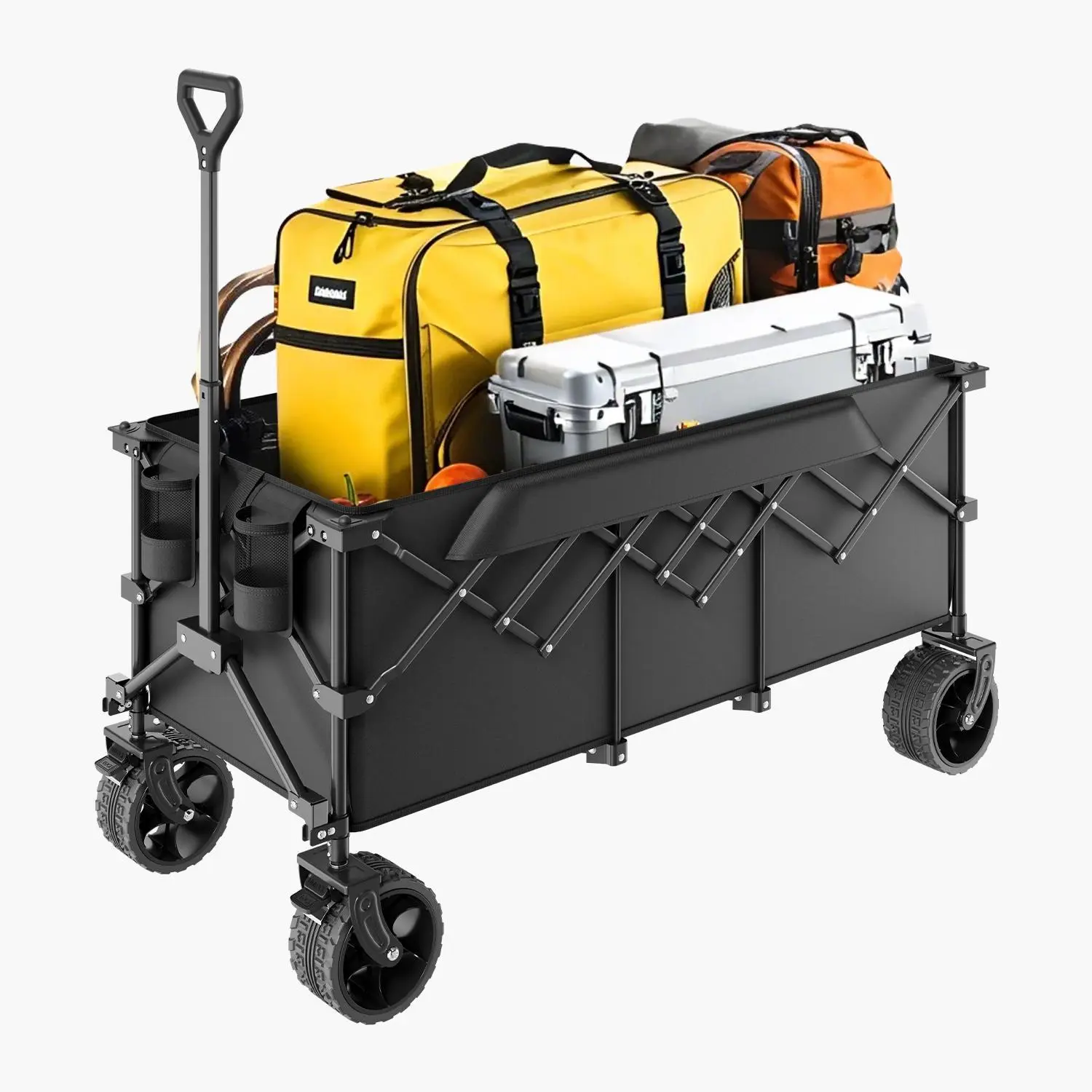 【Summerfinds】VEVOR Foldable Wagon with Extended Tailgate,  450lbs & 300L Large Capacity Collapsible Wagon Cart, Heavy Duty Folding Utility Carts with All-Terrain Wheels, Outdoor Garden Cart for Groceries Camping