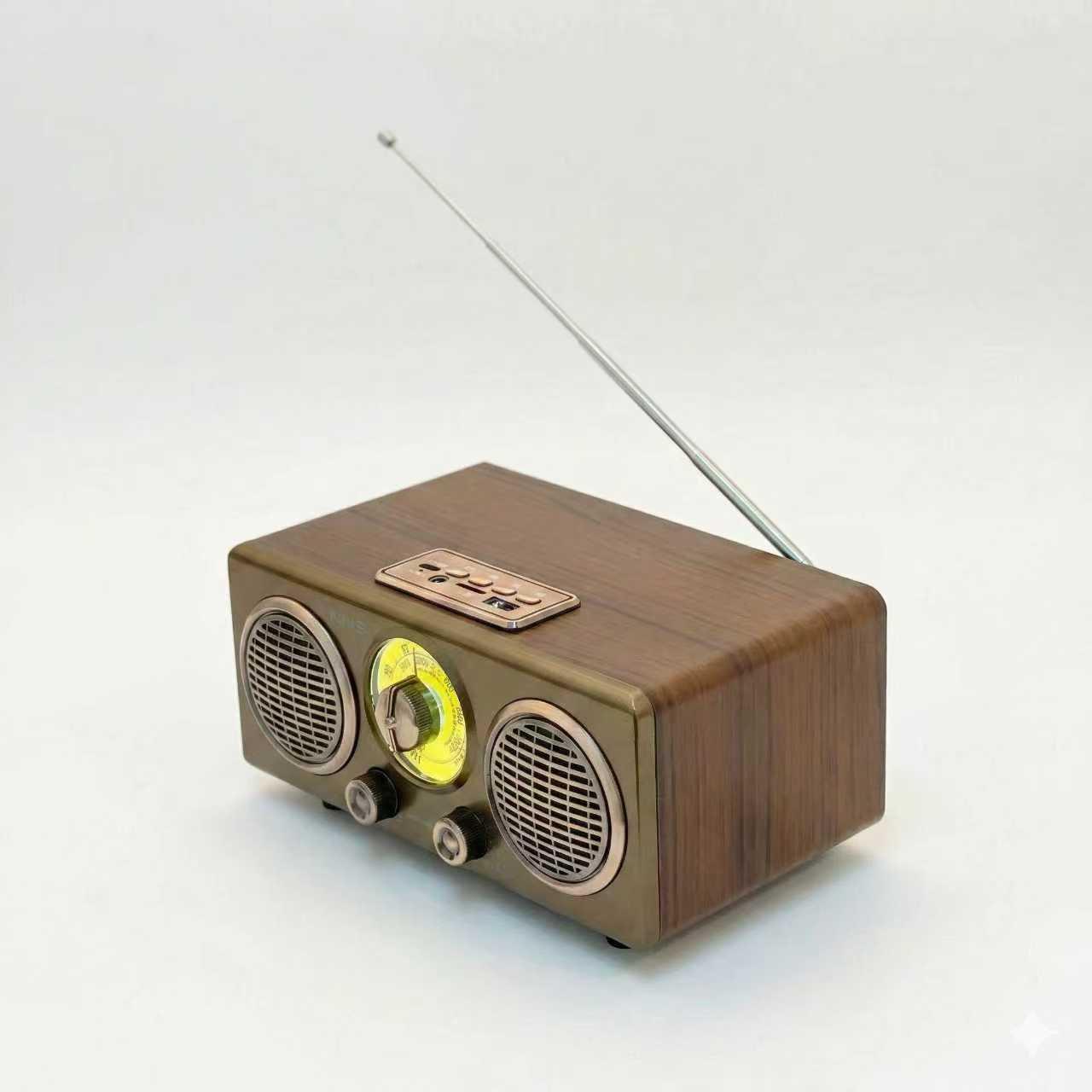 Retro Classic Portable Radio Speaker, AM/FM/SW Multi-Band, Bluetooth 5.3 Wireless, USB/MicroSD/AUX Playback, Dual 10W Stereo Output, Rechargeable Battery, Vintage Desktop Speaker