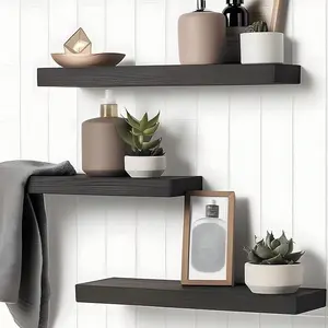 1pc Wall Mounted Shelf No Drilling, Wall Shelf Unit, Wooden Board Hanging Rack for Bedroom Living Room Bathroom Kitchen, Storage Organizer Bookshelf, Decor