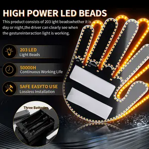 Funny Car Finger Light with Remote, Led Gesture Hand Light, Warning Reminder Lights Gifted Car Accessories, Fun Truck Accessories