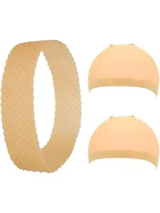 Flexible Silicone Non-Slip Wig Grip Band for Men and Women, Transparent Headband for Sports and Yoga, Natural Wig Band, 1 Band & 2 Wig Caps
