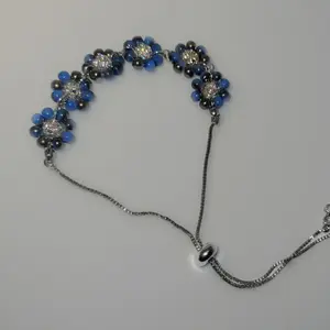 Azure Bloom Beaded Bolo Bracelet