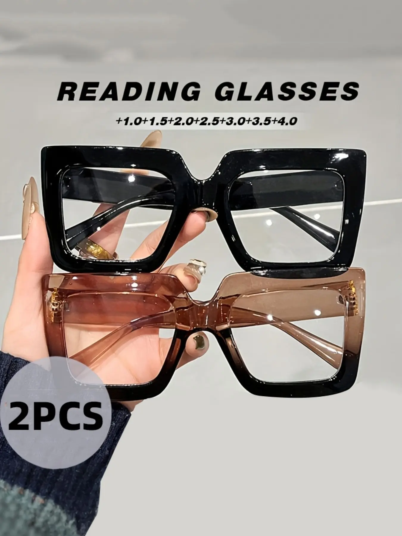 2pcs Ultralight Reading Glasses, Reading Eyewear for Women and Men, Far Sighted Optical Glasses with +1.0 to +4.0 Magnification, Perfect Christmas Gifts, Reading Eyeglasses