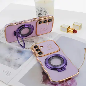 for Samsung Galaxy S25 FE Case with Kickstand Love S25 FE Protective Cover for Galaxy S25 FE 5G 2025 Women - Purple