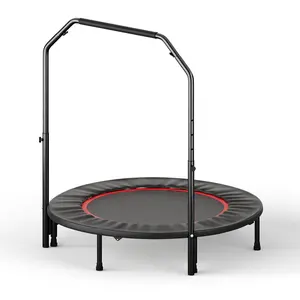 WECENI 40" Folding Fitness Trampoline, Indoor Exercise Workout Rebound Trampoline,  adjustable foam handle, quiet / stable exercise jump trampoline, kid/adults indoor outdoor rebound trampoline, Max Load 330lbs