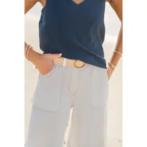 Stitch Detail Wide Leg Pants