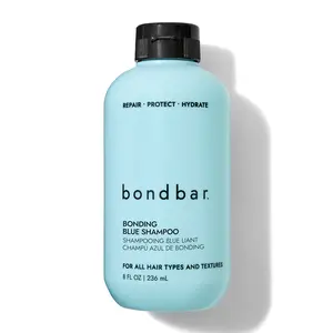 Bondbar Bonding Blue Shampoo, Netralizes Brassiness for Brunettes, Hydrating, Cruelty Free, Vegan, Paraben Free, 8 Oz