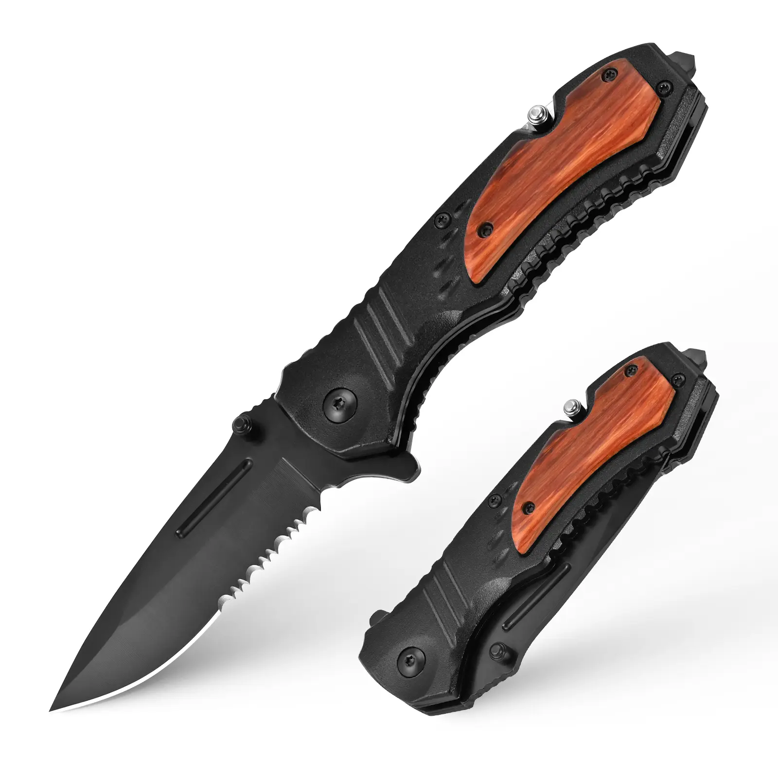 Black serrated knife