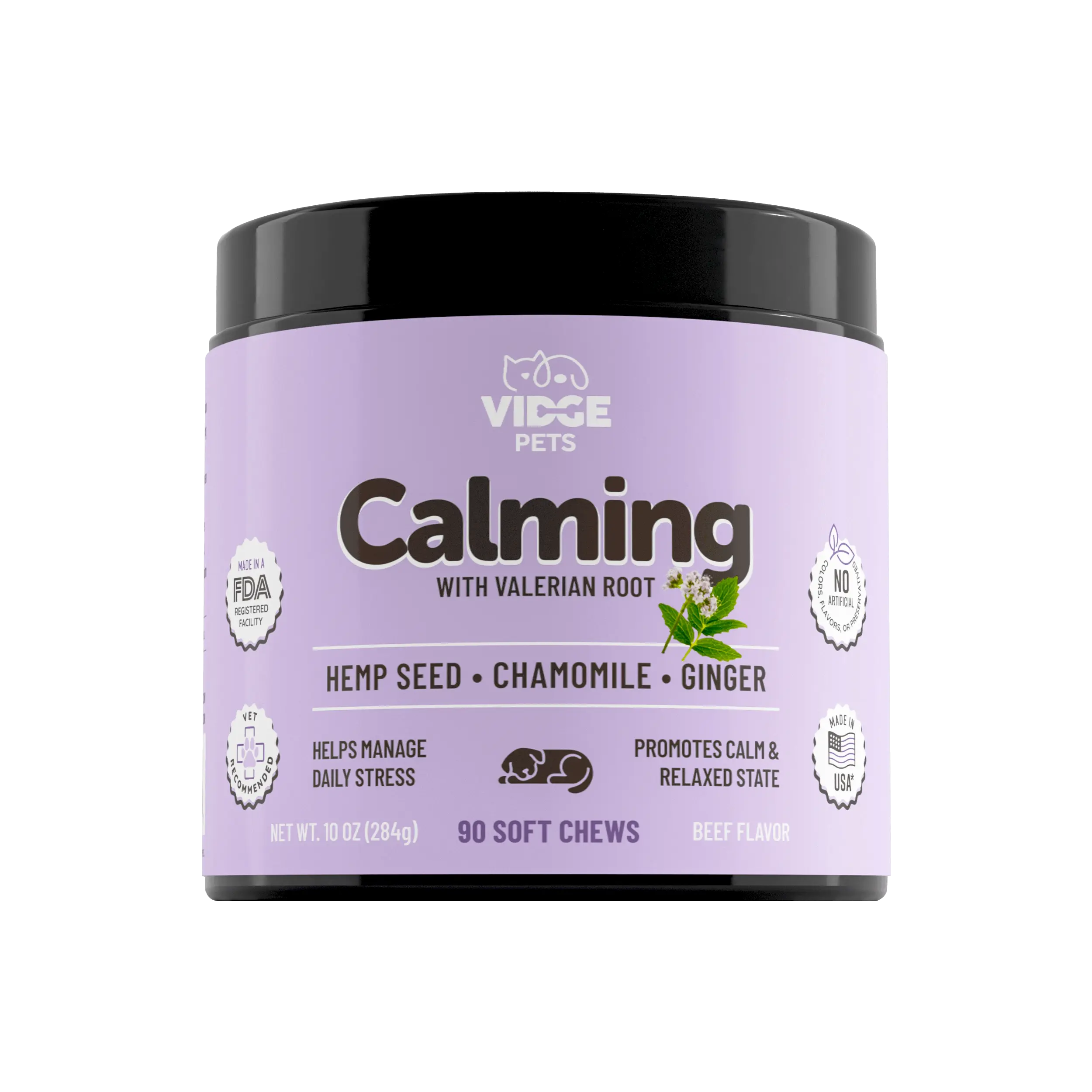 VIDGE PETS Calming Chews | Beef Flavor Dog Stress Relief