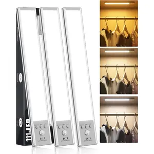 Under Cabinet Lighting Motion Sensor, 111-LED   Closet Lights with Timer & Dimmable & 3 Color Temperatures for Kitchen, Counter, Stairs (3 Pack)