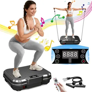 Whole Body Vibration Plate for Home Exercise & Lymphatic Drainage, Anti-Slip Workout Platform with Resistance Bands, 400 Lbs Capacity, 250 Speeds for Men & Women, Vibration Plates