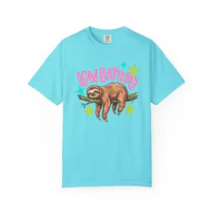 Low Battery Sloth T-Shirt Cute Lazy Sloth Graphic Tee Preppy comfort Colors True to size Viral Sloth Tee