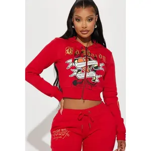 Broken Hearts Ed Hardy Zip Front Hoodie - Red G