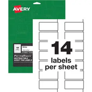 Avery AVE60537 PermaTrack Destructible Asset Tag Labels, White