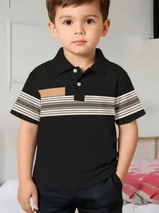 Collared Polo Shirt, Colorblock Striped Design, Casual Slim Fit, All Seasons Wear, Stylish Summer