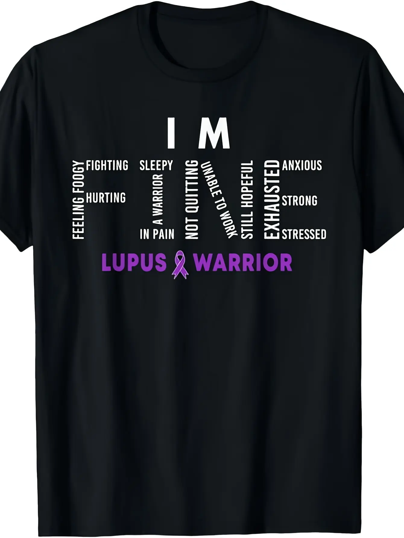 I'M Fine Lupus Warrior Lupus Awareness Month Purpl unisex soft cotton short sleeve t shirt, vintage graphic casual tee for men women teens, perfect birthday holiday gift for camping travel gym daily street  wear