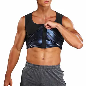 Menswear Sweat Body Shaper Sauna Vest Tops Waist Trainer Shapewear Workout for all Sport and all Season Fitness Solid Shirt with Zipper Compression Gym Fabric Corset Suit Slim-Fitting Tummy Control Thermal